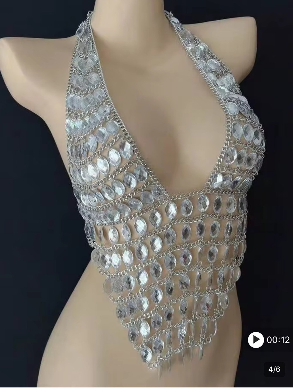 NEW Rhinestone body chain top